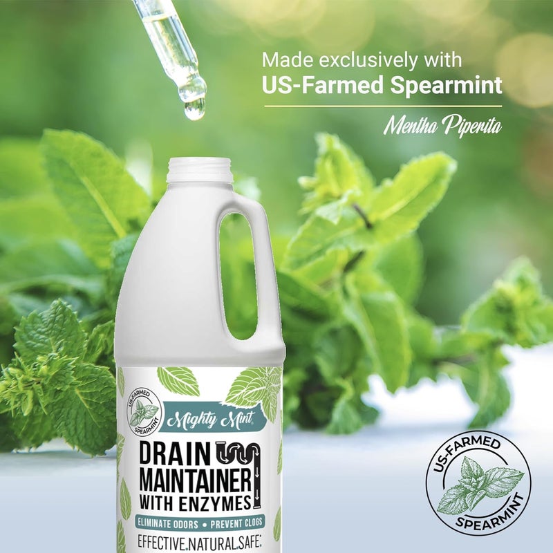 Mighty Mint Drain Maintainer with Enzymes – Drain Cleaner Controls Bad Smells and Prevents Buildup for Drains, Grease Traps, Septic, 32oz - Image 3